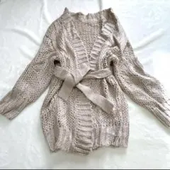 【NICE CLAUP】ナイスクラップ◆ニットガウンカーディガン//F//紐