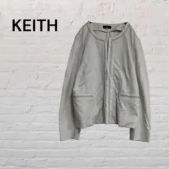 KEITH キース　日本製　ノーカラージャケット 42 ホワイト系　通勤 春服のサムネイル