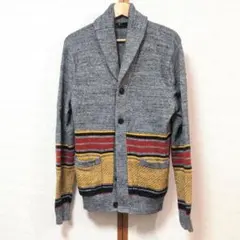 GAP ラインボーダー ニットカーディガン メンズM - L サイズ グレー