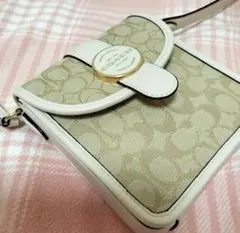 【美品】COACH ショルダーバッグ ベージュ/ホワイト