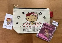 新品未開封　しまむら　ハローキティ チャーム付きミラー　ポーチ　2点セット