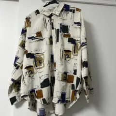 SPINS 90s 長袖シャツ レトロ柄 レトロヴィンテージ古着 Mサイズ