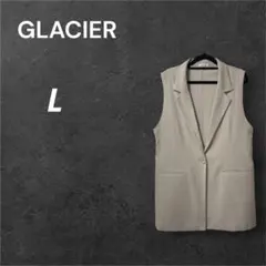 GLACIER ベージュ L ベスト 無地 ビジカジ カジュアル 春秋 アウター