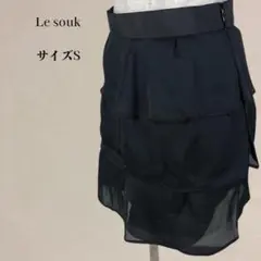 LE SOUK ルスーク シフォン ティアードスカート フリル 3段 ブラックのサムネイル