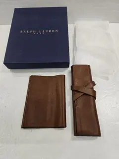 RALPH LAUREN レザー文庫カバー、ペンケース ラルフローレン上質オールレザーペンケース/牛革/Ralph Laurenの