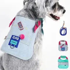 Sサイズ ハーネス デニム ブルー 犬用 リード お散歩 おしゃれ おでかけ