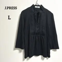 ジェイプレス ピンタック ブラウス L フリル 七分袖 ブラックのサムネイル