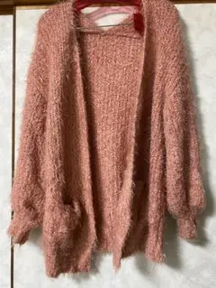 ピンク ニット　カーディガン サイズF