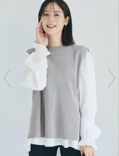 グレー ニット シャツ セット