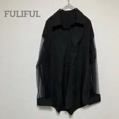【フリフル】シースルー　黒　ボタンシャツ Mサイズ　b487