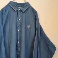 ビッグサイズ　ビバリーヒルズポロクラブ　刺繍ロゴ　デニムシャツ　ビンテージ90s