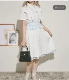 クティールとレトロウエス　フリルレース　プリーツ　スカート　ブルーのサムネイル