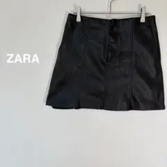 1979【ZARA】フェイクレザー ミニスカート　黒【M】大人っぽ　カッコいい系
