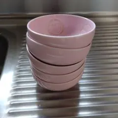 ピンクの野菜モチーフ陶器ボウル5個セット
