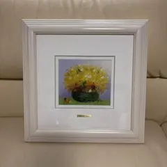 N. MIURA 三浦昇 李文魯 リームンロー 油彩画 小花いっぱい 黄色い花
