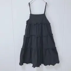 &.NOSTALGIA　フリル付き　キャミソール　キャミワンピース　ブラック　M
