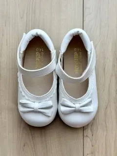 14cm リボン付きフォーマルシューズホワイト