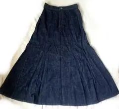 ジーンズ風　ロングスカート　フレア　インディゴ　sサイズ