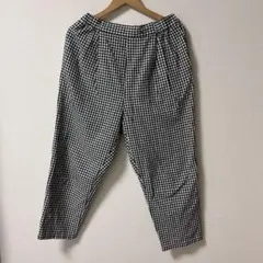《麻混》サマンサモスモス ギンガムチェック柄 パンツ ウエストゴム 紐 FREE