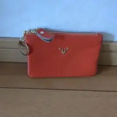 オレンジ レザー コインケース