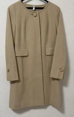 ロートレアモン　ベージュ ロングコート ノーカラー　極美品