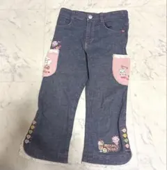 激レア！希少！平成女児 レトロ メゾピアノ ミミポポ フリル 刺繍 デニムパンツ