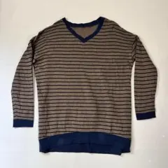 ベルメゾンデイズ　Vネック　ボーダー　ニット セーター　ロンT