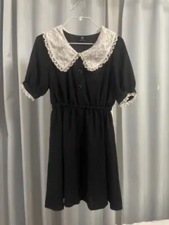 ROJITA レース付き黒半袖ワンピース