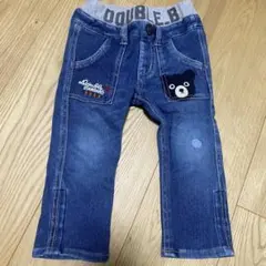DOUBLE.B デニムパンツ クマ刺繍付き 90cm