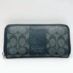 ☆COACH ☆コーチ シグネチャー ラウンドファスナー PVC 長財布 黒