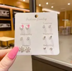 プチプラ 6ペア ピアスセット ハート 星 花