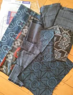 大島紬ハギレ柄色々★ハンドメイド、パッチワーク手作りに…和柄、花柄、リメイク着物