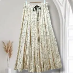ザラ ドット柄 ロングスカート マキシ丈 ウエストゴム S 上品 涼しい 春夏秋