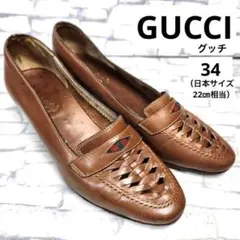 GUCCI グッチ　オールドグッチ　パンプスローファー　編み込みのサムネイル