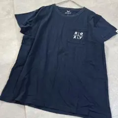 ロキシー Tシャツ 刺繍ロゴ 綿100 L ネイビーのサムネイル