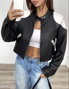 SHEIN フェイクレザー ショートジャケット ライダースジャケット