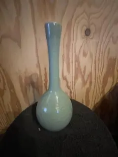 蔵出し　青磁　九谷焼　花瓶　刻印有　一輪挿し 花　徳利　酒器　花柄　　花瓶　生花