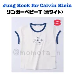 1点限り★ ジョングク リンガーベビーTシャツ ホワイトS 1点限り☆Calvin Kleinジョングク リンガーベビーTシャツ ホワイトS