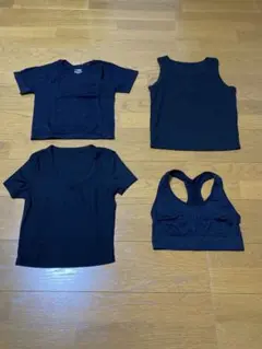 黒いヨガウェア4点セット