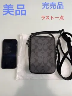 【美品本物】COACHコーチシグネチャークロスボディバッグショルダースマホケース