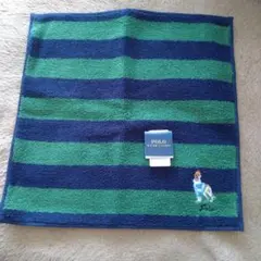 Polo Ralph Lauren タオルハンカチ 青緑ストライプ