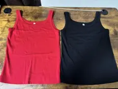 ユニクロUNIQLO タンクトップ 赤黒2枚セット