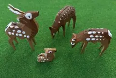 奈良　神鹿　一刀彫　親子セット　鹿　バンビ　工芸品　昭和レトロ　アンティーク　木
