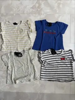 petit main フリル袖ストライプTシャツ 4枚セット