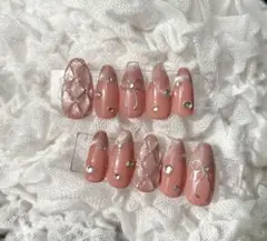 ワンホンマグネットフレンチ　キルティング ネイルチップ