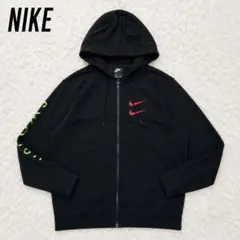 NIKE ナイキ ジップアップパーカー ダブルスウッシュ 黒 ブラック 赤 M