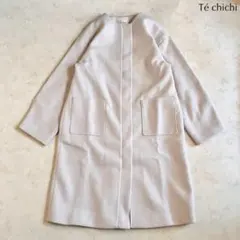 テチチテラス＊ノーカラーコート ライトグレー シンプル