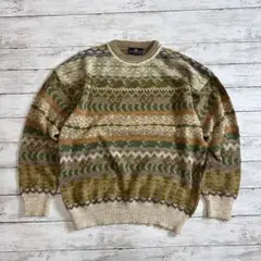 イタリア製 FIUME フィウメ 総柄ニット L相当 ウール混