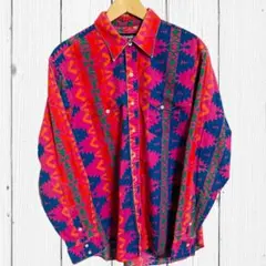 荒*T様 90s Wrangler ウエスタンシャツ ネイティブ柄 ヴィンテージ