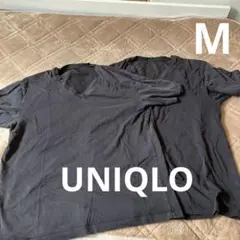 黒 Vネック Tシャツ 2枚セット　UNIQLO エアリズム　Mサイズ